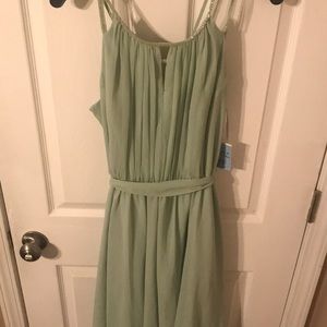 Mint/Light Green Knee Length Chiffon Dress